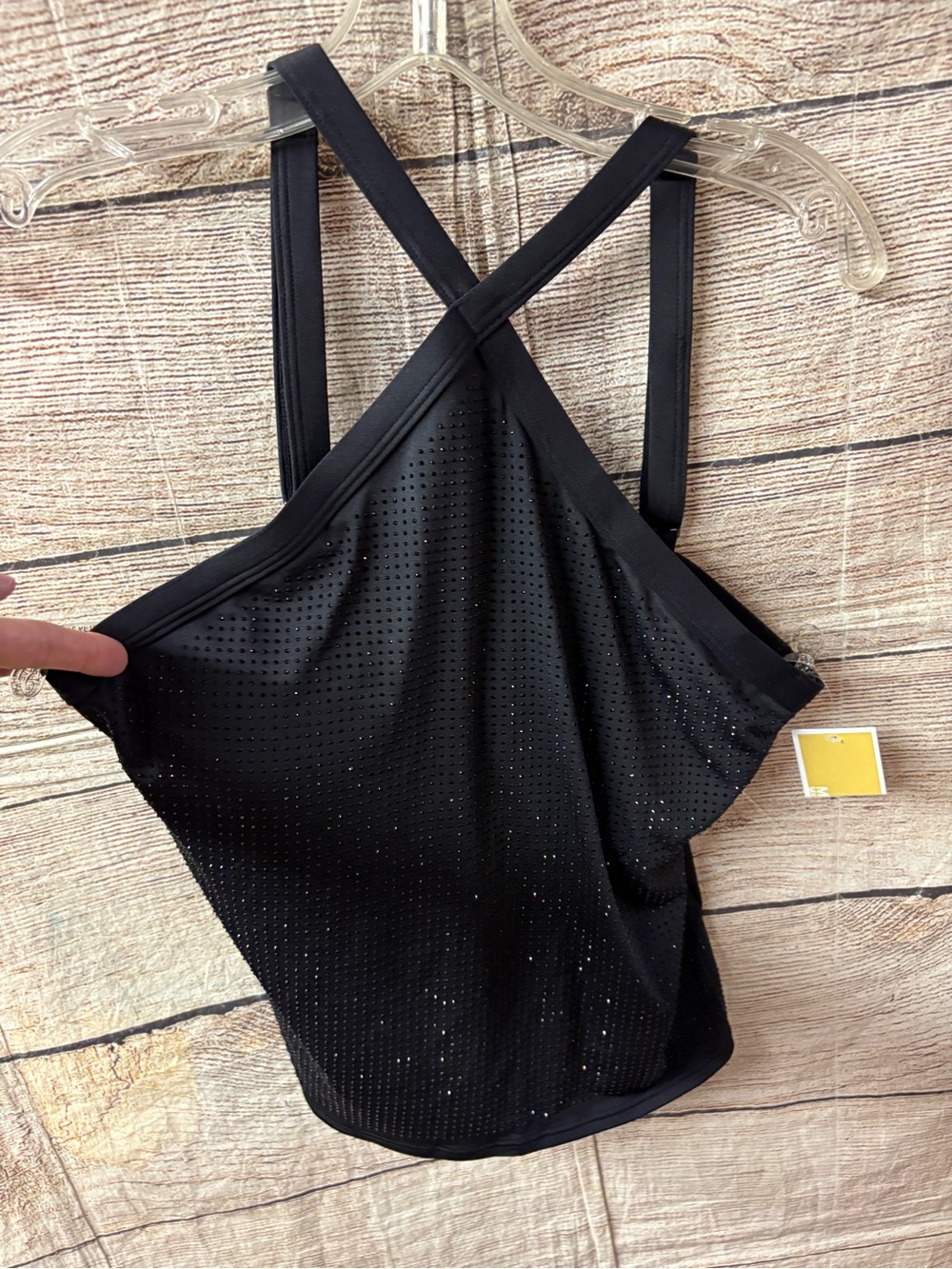 😍Michael Kors Black Perforated Bandeau Tank /swim with Cross-Back Straps